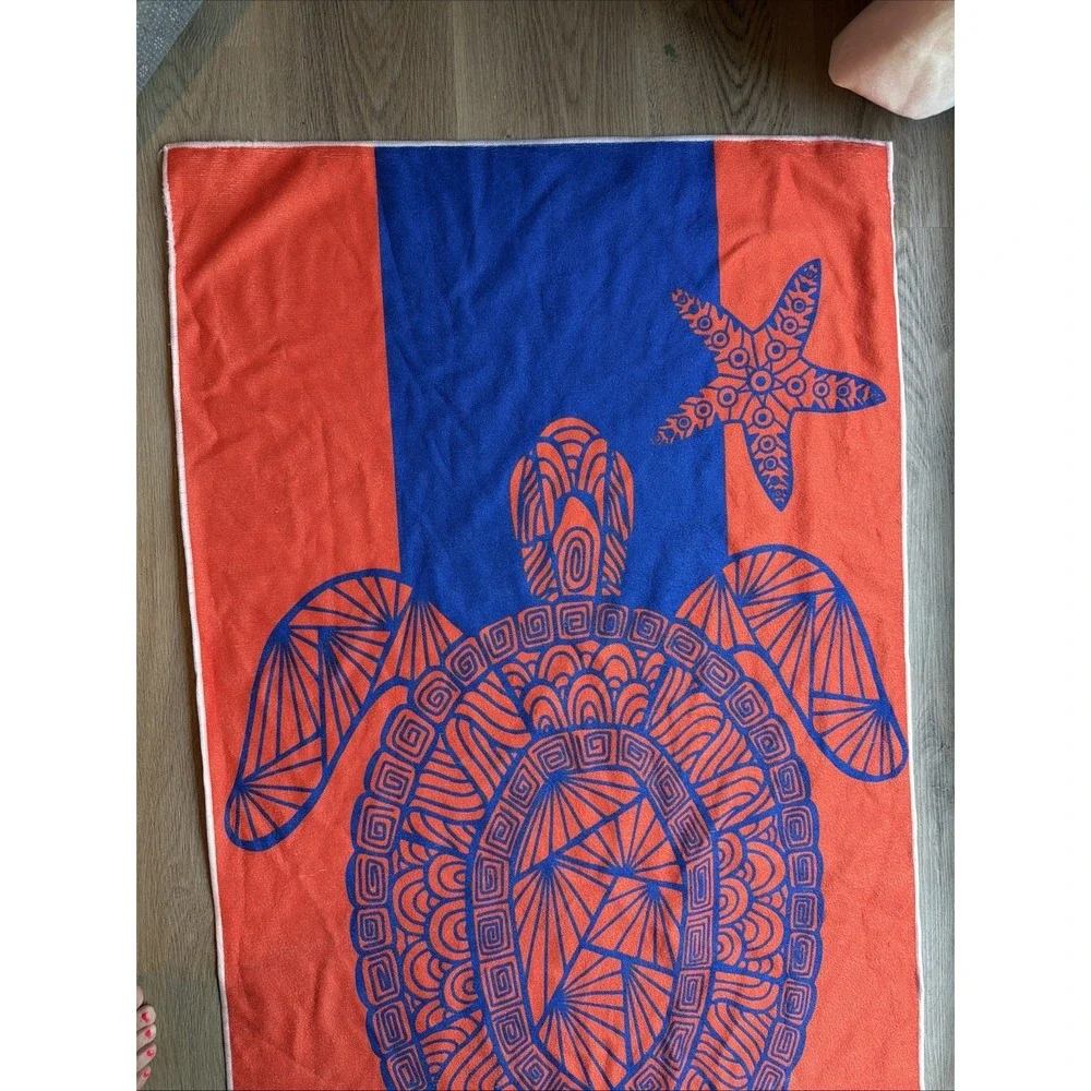 Orange Blue Sea Turtle Beach Towel High Quality Material 59